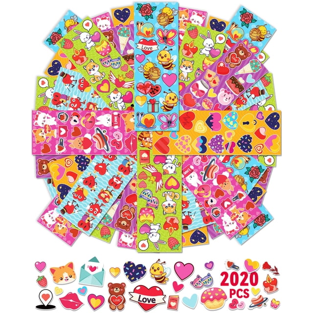 2020 Pcs Pegatinas Del Día De San Valentín Para Niños 120 Hojas De Pegatinas De Corazón Manualidades De San Valentín Regalos De San Valentín Para Niños Aula Bolsas De Regalos De San Valentín Favores D