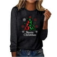 thumbnail image 5 of asdoklhq Long Sleeve Tops for Women Ladies' Christmas Printed Loose Casual Round Neck Long Sleeved T-shirt Base Shirt Pullover Top Black L, 5 of 5