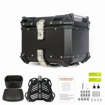 Garvee Universal Motorcycle Top Case 55L Aluminium Alloy Waterproof Motorcycle Luggage Top Case with Security Lock & Hardware Kit & Baseplate