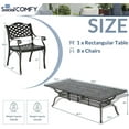 thumbnail image 6 of SOCIALCOMFY 9-Piece Patio Cast Aluminum Dining Set, Outdoor Table and Chairs Set for 8, Includes 94.5" Rectangular Dining Table and 8 Chairs with Umbrella Hole, Patio Furniture Set for Deck Garden, 6 of 7
