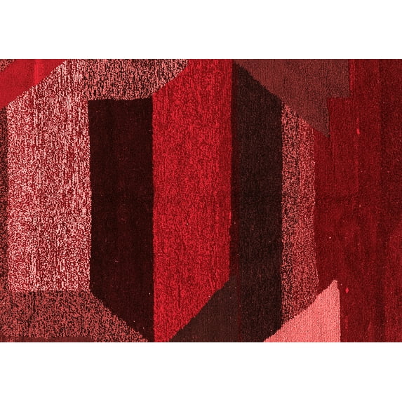 Ahgly Company Indoor Rectangle Abstract Red Modern Area Rugs, 8' x 12'