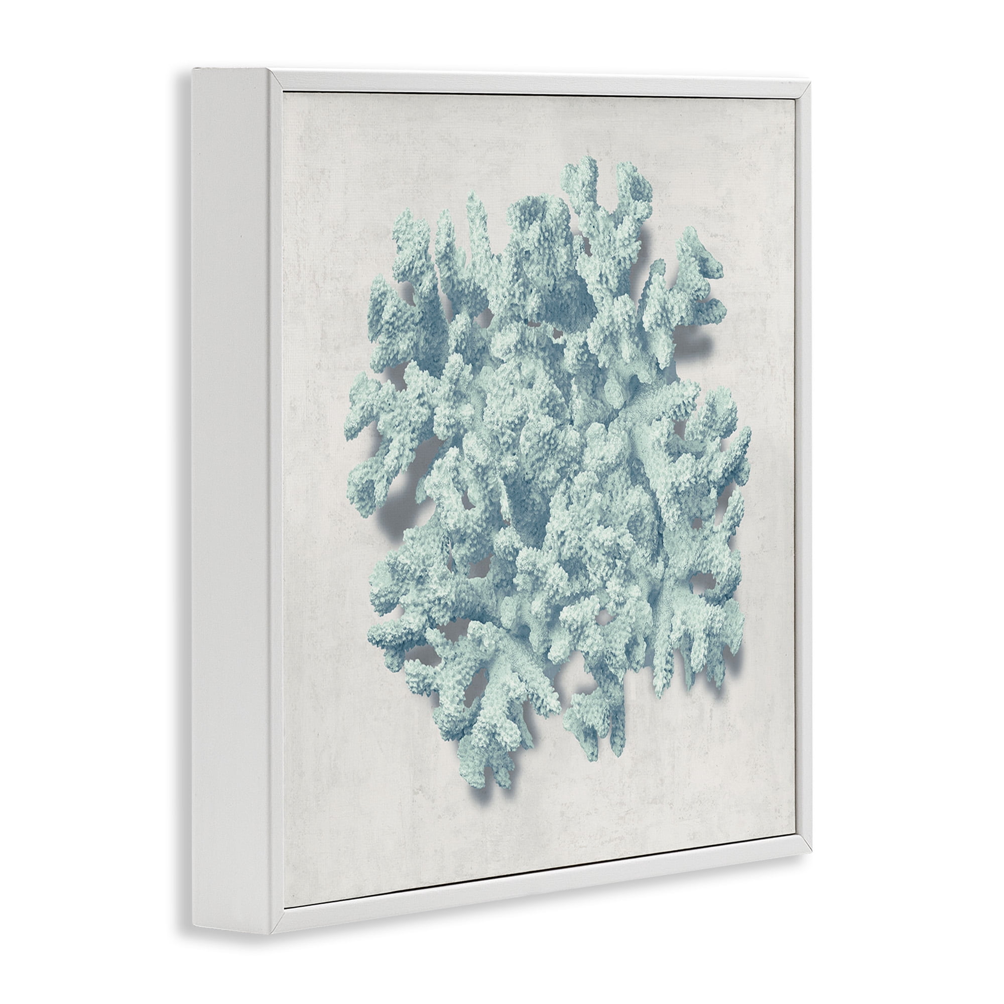 Stupell Industries Coral Blue Sea Beach Design Nature Painting White Framed Art Print Wall Art, 24 x 24