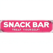 Snack Bar Tin Decor 16*4 Inches "SNACK BAR TREAT YOURSELF!" Kitchen/Game Room Wall Art - Retro Food Accent, Snack Decor, Kitchen Metal Sign