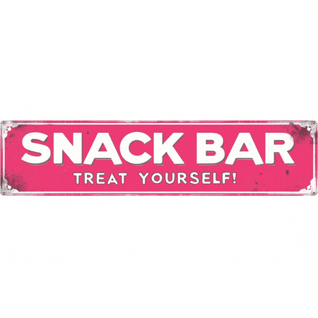Snack Bar Tin Decor 16*4 Inches "SNACK BAR TREAT YOURSELF!" Kitchen/Game Room Wall Art - Retro Food Accent, Snack Decor, Kitchen Metal Sign