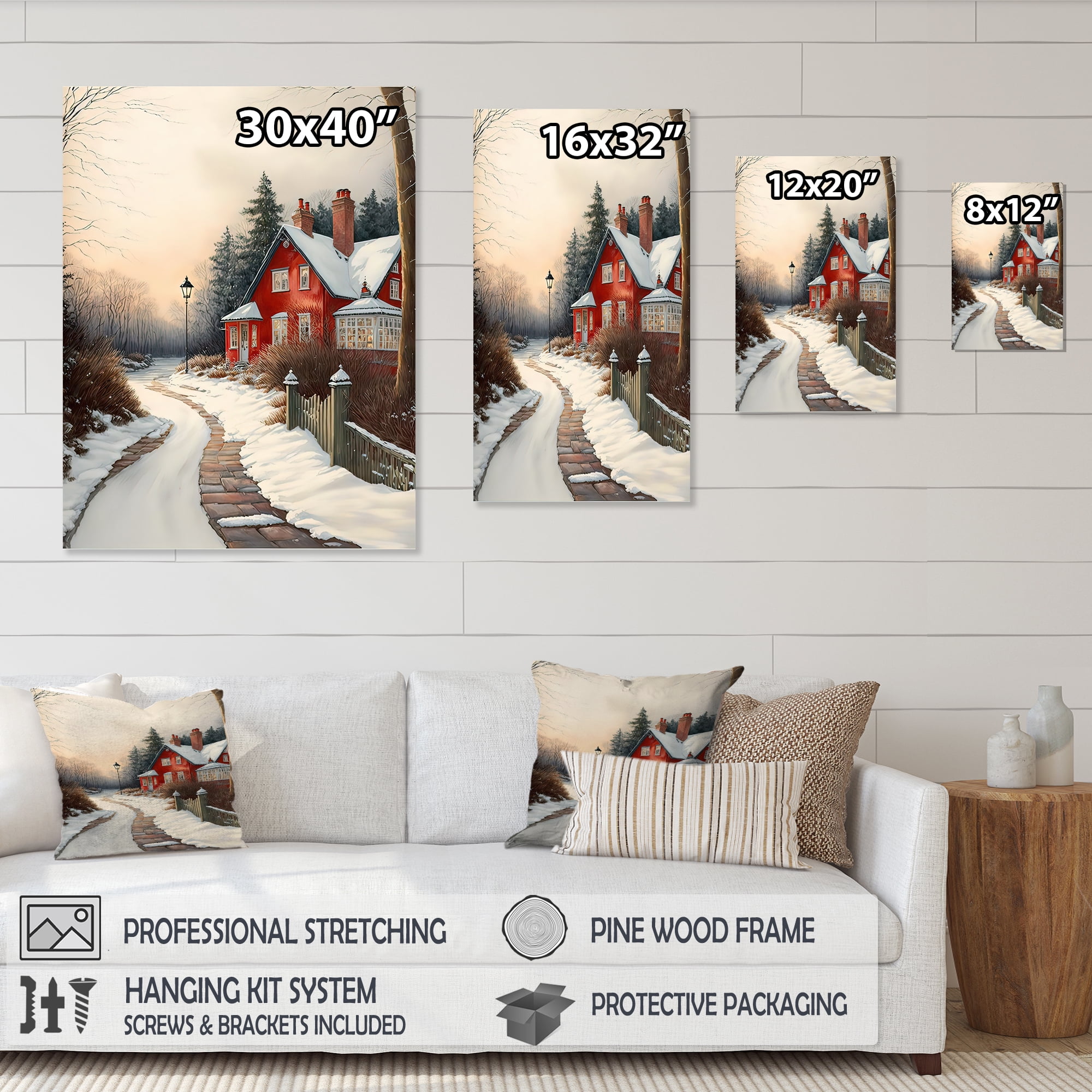 Designart Cold Winter View On The Country I Canvas Wall Art