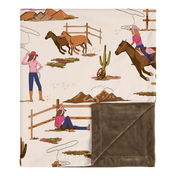 Sweet Jojo Designs Western Cowgirl Pink Brown and Beige Baby Security Blanket