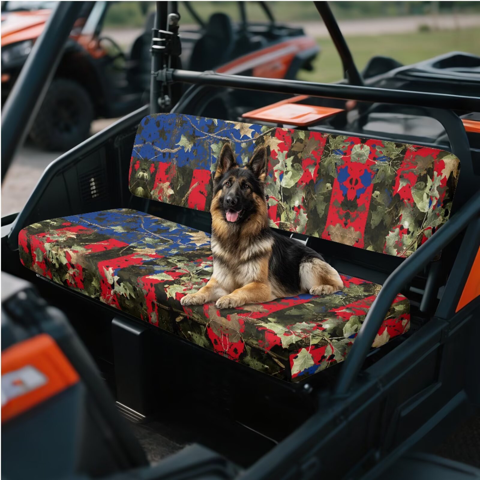 Yuyamidu American Flag UTV Seat Cover Camouflage Hunting Mule Bench Seat Cover Easy to Install UTV Accessories Elastic Fabrics for Kawasaki Mule 3000 3010 3020
