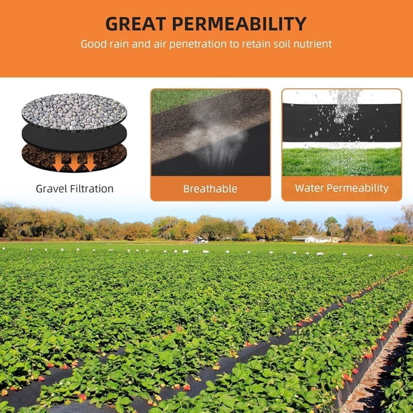 Royalbelle 4Ft x 50Ft 6Oz Geotextile Fabric, Non-Woven Landscape, Black