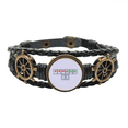 thumbnail image 1 of Junior tres jefes azulejos de Mahjong Pulsera marina tejida en cuero, 1 of 4
