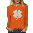 thumbnail image 3 of TaTaai Women Crew Neck 3/4 Sleeve St. Patrick's Print Black Loose Top Casual T-Shirt Ladies Spring Gathering Wear Lightweight Breathable Non-See-Through No Fading Top Gift, 3 of 7