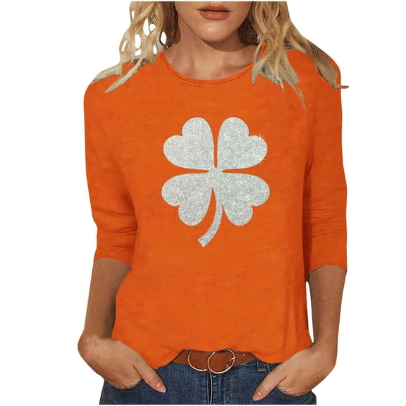 Blouses for Women Dressy Casual Summer,Saint Patricks Day for Women Shamrock 3/4 Sleeve Shirt Funny Irish Graphic Tee Spring Party Tops