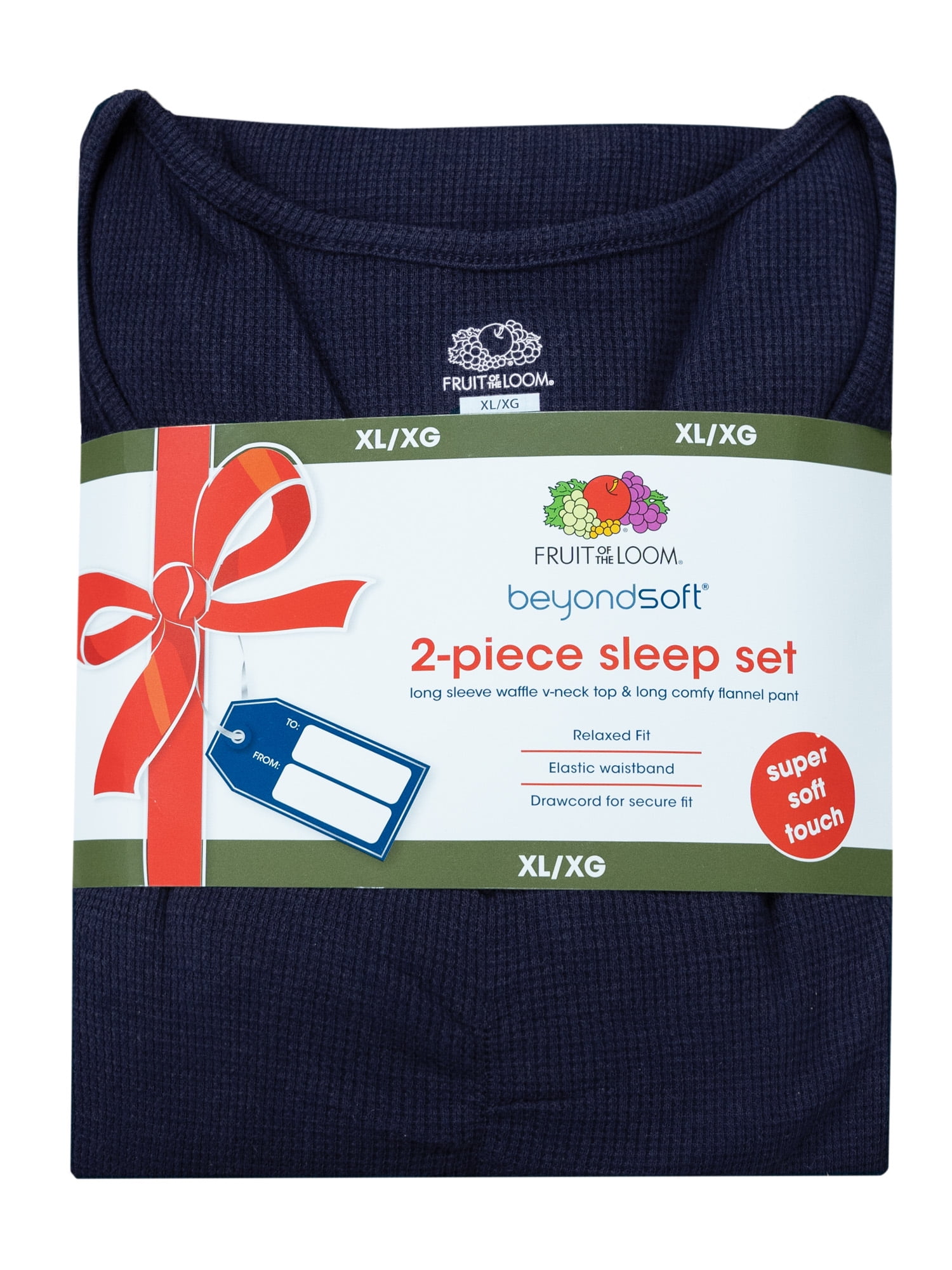 Fruit of the Loom Women's Beyond Soft Long Sleeve Waffle Top and Flannel Bottom Pajama Set, Sizes S-4X
