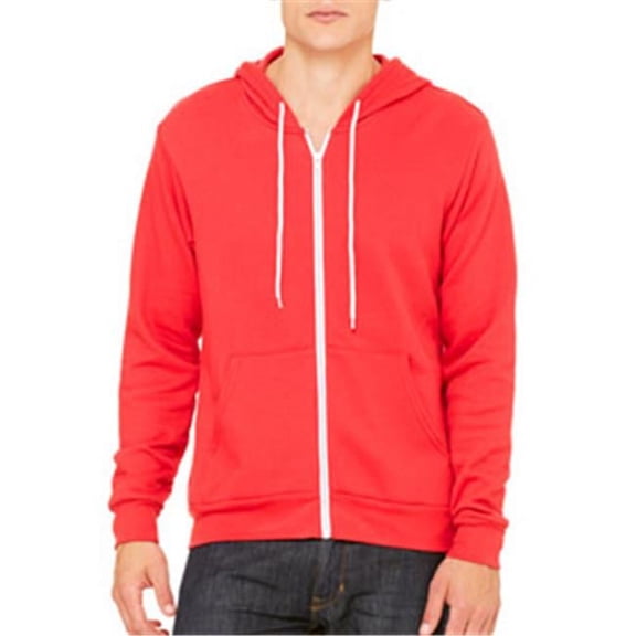 Canvas 3739 Unisex Poly-Cotton Fleece Full-Zip Hoodie - Red - Extra Small