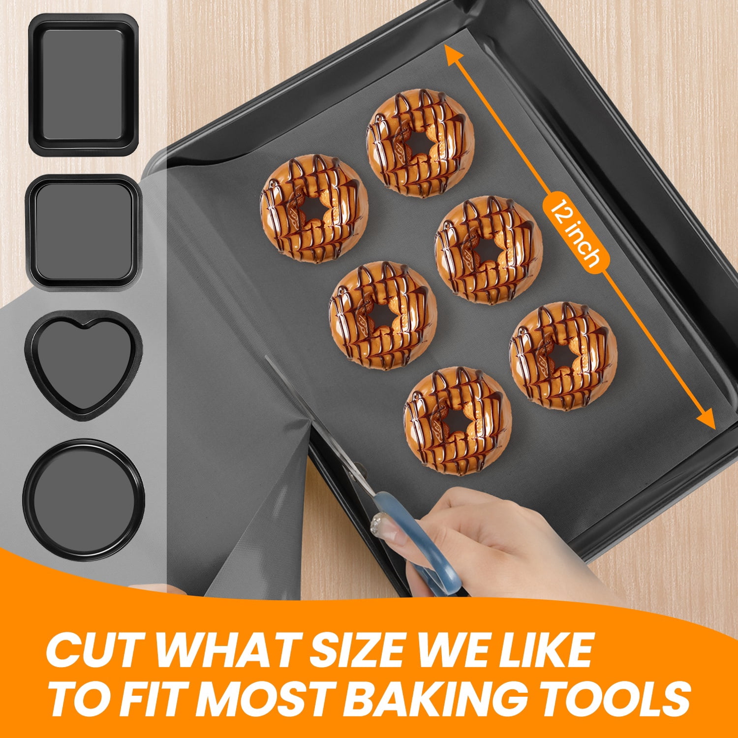 Silicone Baking Mat Roll - Non Stick, Heat Resistant Pastry Mat for Macarons, Bread, Cookies | Kitchen Countertop Protector | Dough Rolling Mat Gray
