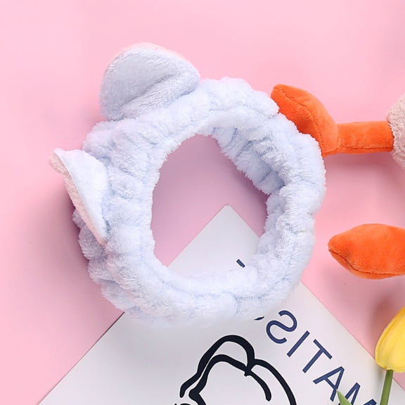 (Cat Ear Blue) Cute Antlers Hair Hoops Face Wash Headband - Women's Makeup & Mask