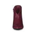thumbnail image 3 of BLISSFUL STEP Women's Point Toe Patent Leather Stiletto Heel Ankle Boot Burgundy 8, 3 of 9