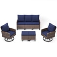 thumbnail image 6 of ELPOSUN Outdoor Patio Furniture Set, 5 Pieces All-Weather Wicker Rattan Outdoor Patio Conversation Set with Swivel Chairs and ottomans, for Garden,Poolside,Backyard, Brown&Blue, 6 of 9