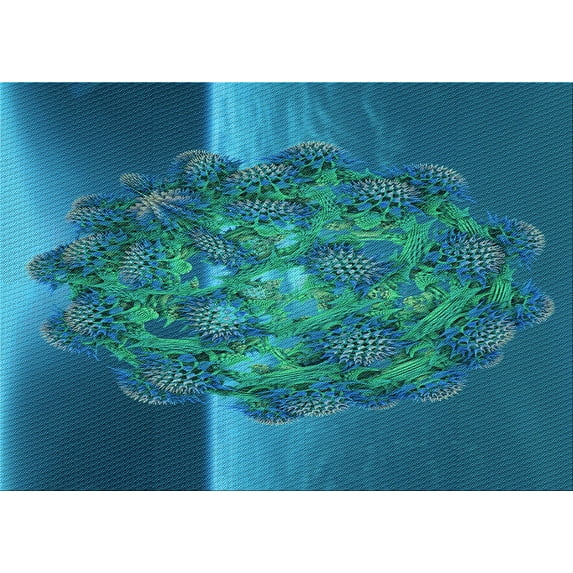 Ahgly Company Indoor Rectangle Patterned Dark Turquoise Green Area Rugs, 3' x 5'