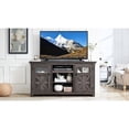 thumbnail image 2 of Farmhouse-Style Grey Entertainment Center with Cable Management | Open Shelves, Fits 65'' TV, 2 of 5