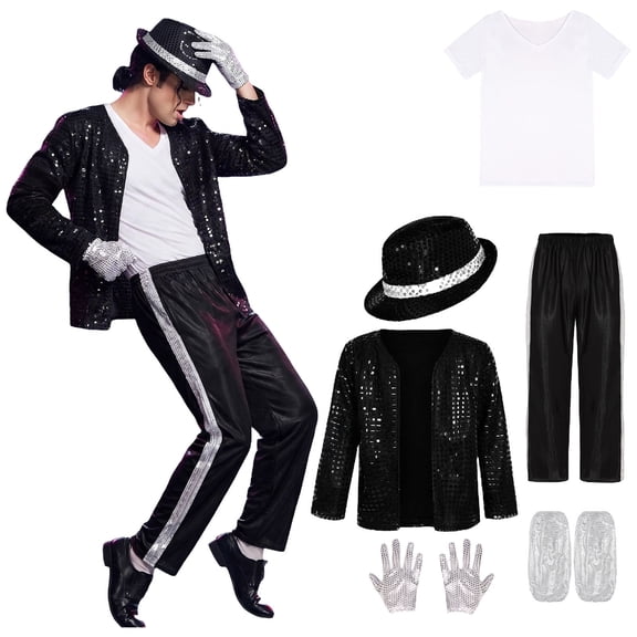 Mens Dance Star 𝗖𝗼𝘀𝘁𝘂𝗺𝗲 for Men 80s 90s Pop Stage Outfits for 𝗖𝗼𝘀𝗽𝗹𝗮𝘆 Party Mens Sweat Suits Sets
