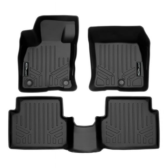 SMARTLINER Custom Fit All Weather Black 2 Row Floor Mat Liner Set Compatible With 2022-2023 Ford Maverick