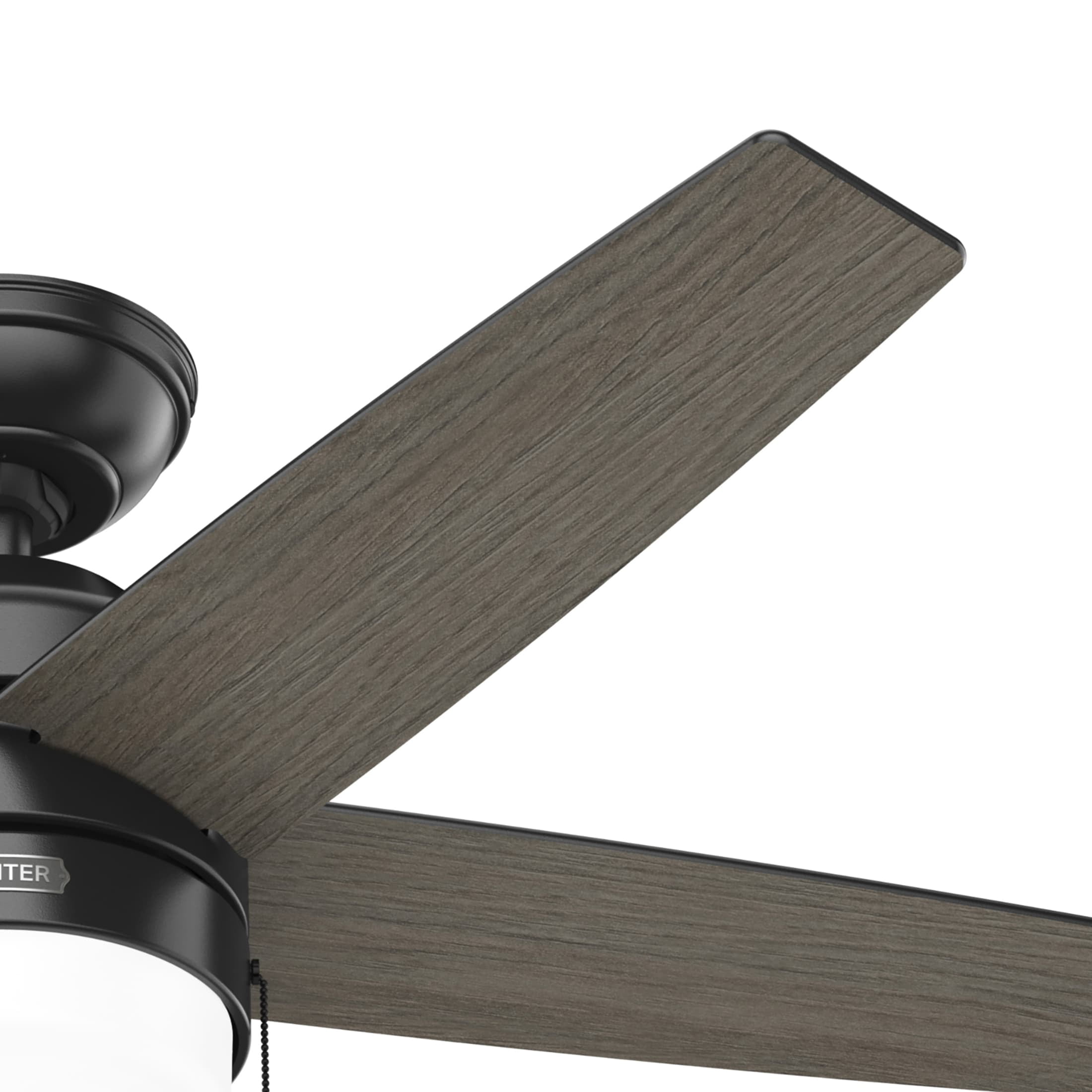 Hunter 44 inch Indoor Ceiling Fan with LED Light and Pull Chain - Black Modern Ceiling Fan, Standard Mount, 5 Blades, For Bedroom, Living Room, or Kitchen - Bardot 52492, Matte Black