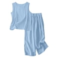 thumbnail image 4 of ATOGUTA Girls' 2 Piece Outfits Sleeveless Tank Top and Wide Leg Pants Set Casual Summer Clothes Size 3T-14, Light Blue, 4 of 7