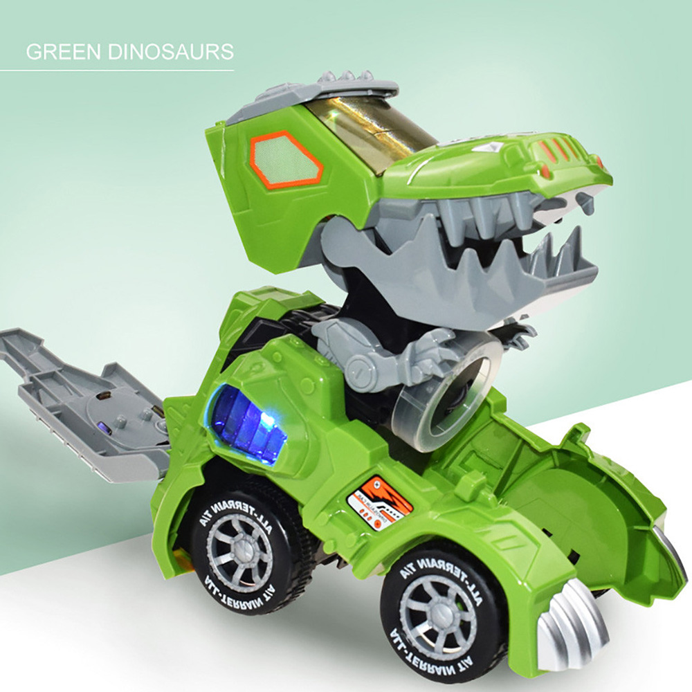 Ruziyoog Dinosaur Toy New Transformer Dinosaur Car with Light Music 360