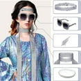 thumbnail image 4 of Yesbay 5 Pcs/Set Women Jewelry Set Sequin Rhinestone Decor Vintage 60s 70s Disco Party Favors Cosplay Earrings Sunglasses Bracelet Headband Scarf Set, 4 of 8