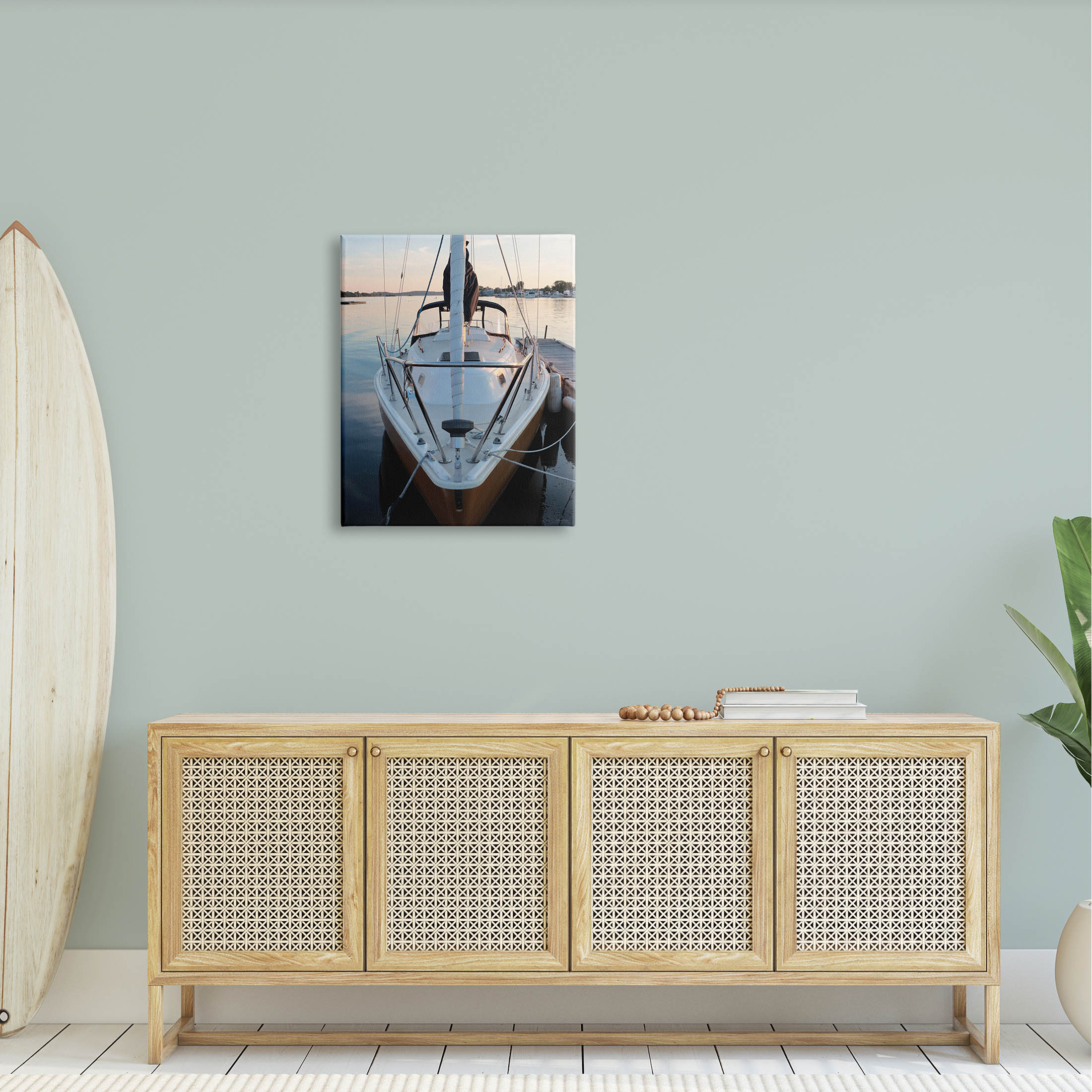 Boat Mast Ocean Marina Transportation Photograph Gallery Wrapped Canvas Print Wall Art