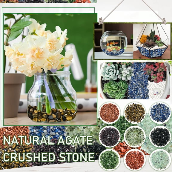 Decorative River Stones, 100G Natural Crystal Polished Gravel for Plants, Aquarium Gravel & Bonsai Soil Topper, Smooth Small Stone for Crafts