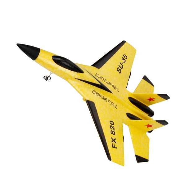 Bearachild Avión de Control remoto para niños, planeador LED sin montaje, divertido modelo volador RC, juguete de Control de velocidad Accesorios para aéreos Amarillo