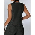 thumbnail image 4 of Women'S Tie Front Deep V Neck Denim Vest Sleeveless Jean Jacket Black Grey XL, 4 of 5