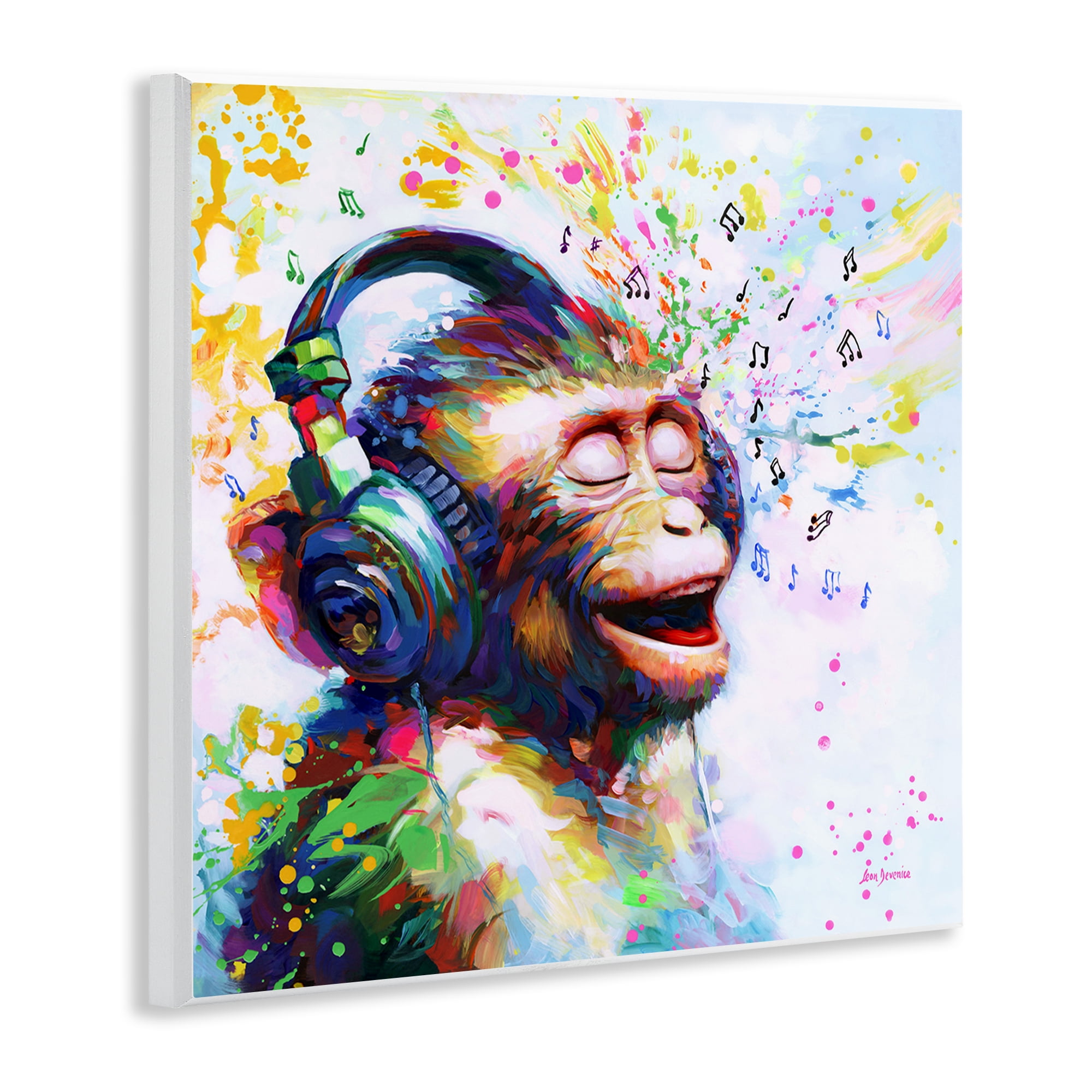 Stupell Industries Blissful Beats Monkey Animals & Insects Painting Unframed Art Print Wall Art, 12 x 12