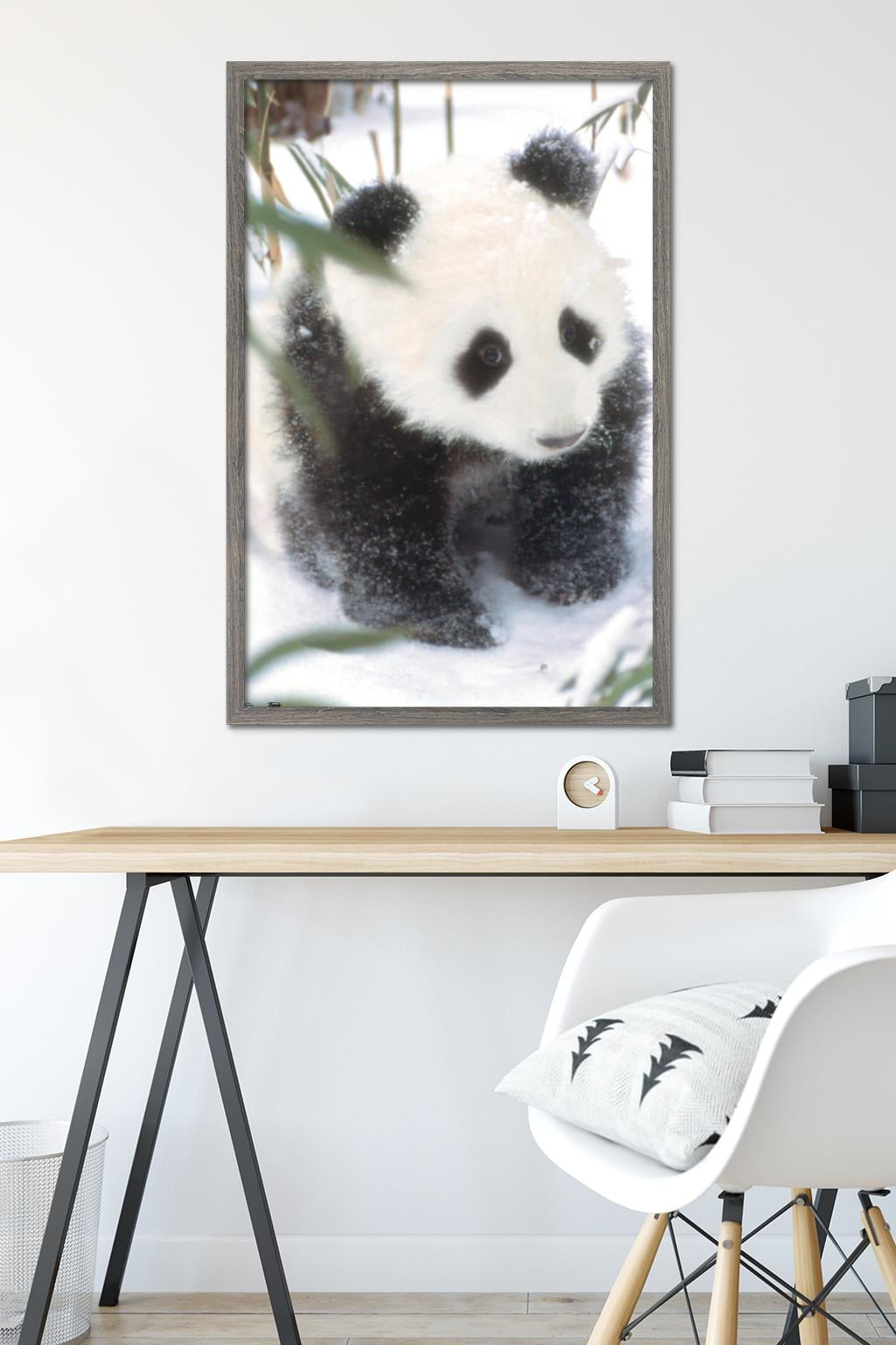Animals - Panda in the Snow Wall Poster, 22.375" x 34", Framed