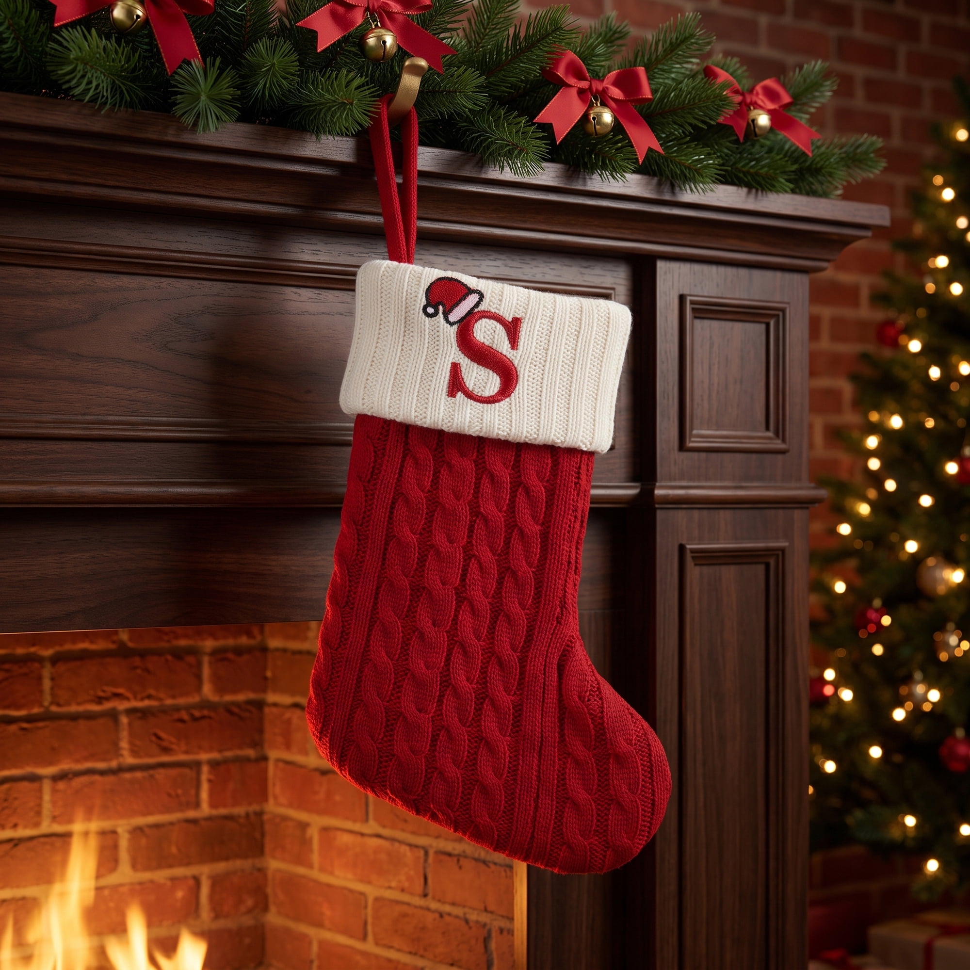 Unique Bargains Cartoon Christmas Luxury Grand Hearth Accent Stocking Letter S 8"