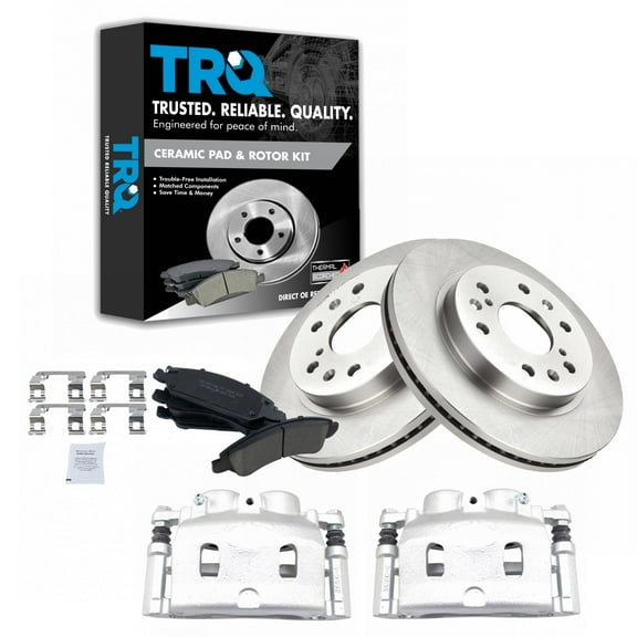TRQ Front Posi Ceramic Brake Pads Rotors & Caliper Kit Fits Select GM Truck SUV