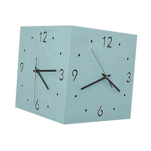 Reloj de pared de esquina de doble cara que no marcan el reloj de esquina cuadrada decorativa moderna y silenciosa para el dormitorio Café Shop Azul