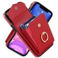 thumbnail image 6 of Wallet Case Compatible with iPhone 11, Case with Card Holder,with a strap, RFID Blocking Leather Cover 360°Rotation Ring Kickstand Protective Bumper Designed for Apple iPhone 11,Red, 6 of 10