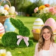 thumbnail image 6 of Easter Faux Grass Sitting Bunny Tabletop Decoration 15.5 Inch - Spring Rabbit Decor with Green Grass Texture and Striped Bow for Entryway Porch Table Display Indoor Outdoor, 6 of 6