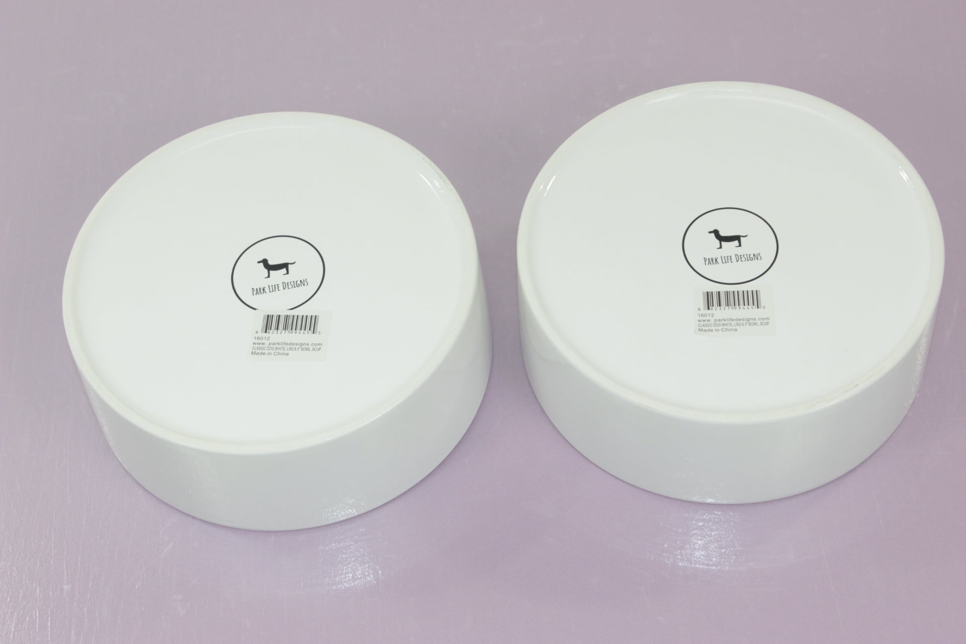 Park Life Designs Classic Water Large Dog Bowls 8.5" 8 Cup Capacity White