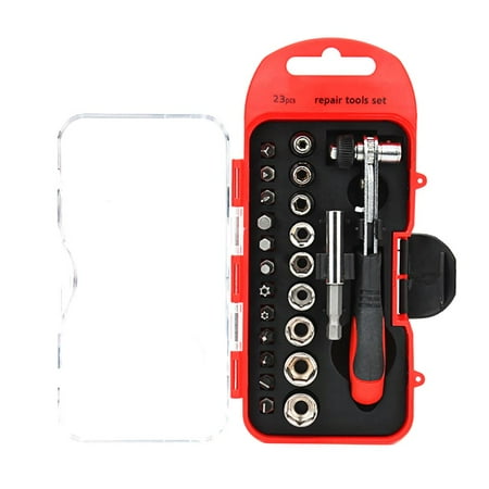 

23PCS Repairing Tool Set Rotatable Handle Rod Screw Drivers Set Alloy Sockets Set