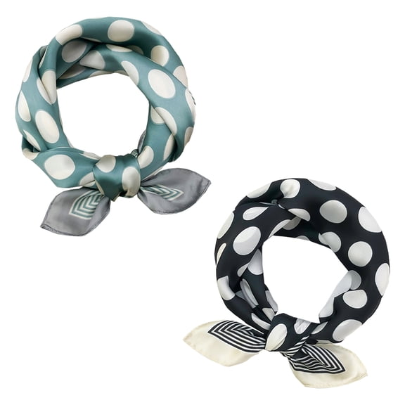Curve Muse Silk Feeling Scarf Medium Square Satin Head Scarf for Women-2 Pack-Pack F