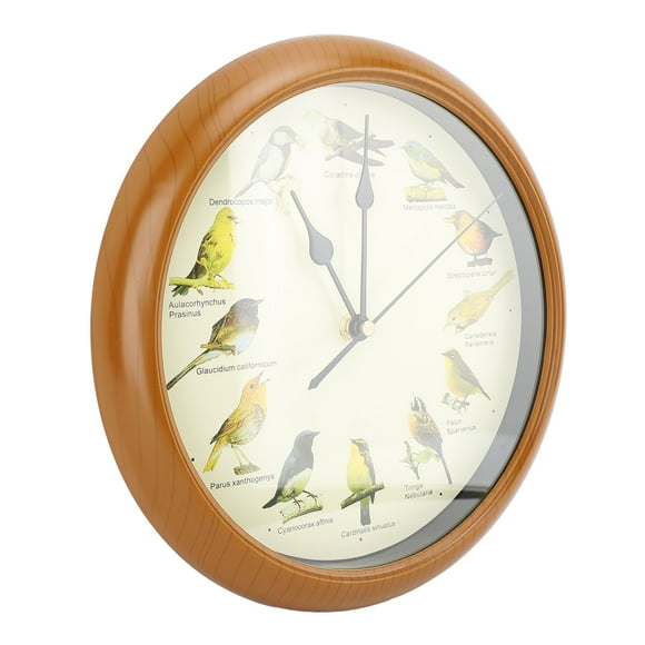 Bird House Wall Clock Birds Clock, Silent 10 Inch Wall Clock Bathroom Garden, Kitchen Clocks Wall Decorative Bird Calls Christmas Music Round Analog Clock Battery for Living Room