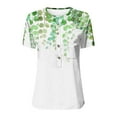 thumbnail image 4 of ICHUANYI Clearance Women Summer Casual Short Sleeve T-Shirt Button Round Neck Pullover Blouse Tops(Green, S) ICHUANYI WER2023081012859, 4 of 4