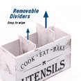 thumbnail image 3 of Kitchen Utensil Holder for Counter or Countertop, Extra Large Wood Organizer with 3 Compartments, Wooden Storage for Cooking and Silverware, Rustic Minimalist Decor, Sturdy Utensil Crock-White C104, 3 of 3