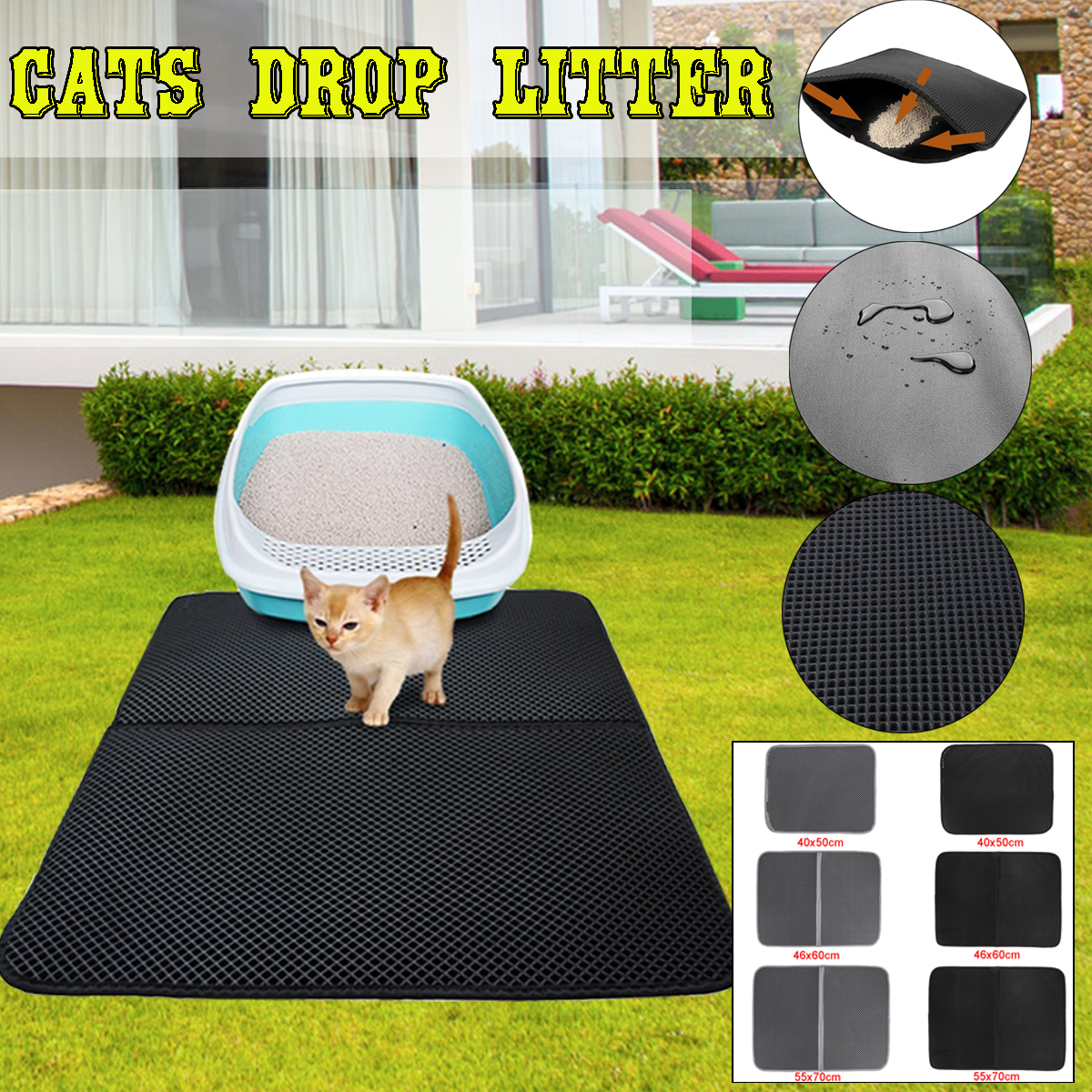 22x28 Inch Dual Layer Waterproof Cat ,Dogs and Rabbit Litter Trap Mat