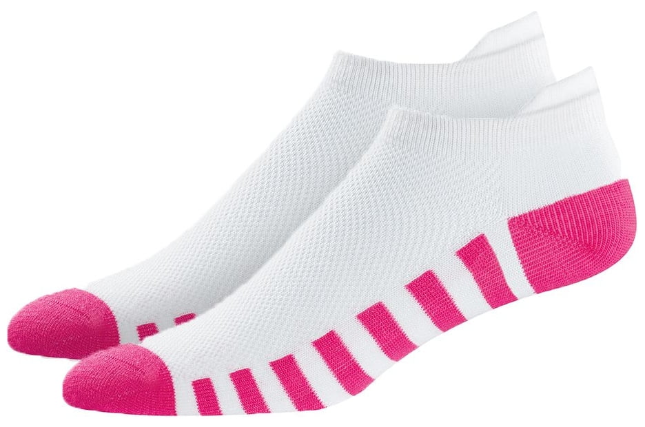 FootJoy Women's ProDry Roll Tab Golf Socks 2Pack (White/Pink, 69