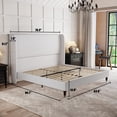 thumbnail image 6 of Merluxy 51.2" King Bed Frame with High Headboard,Upholstered Bed,White, 6 of 9