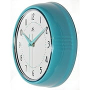 Infinity Instruments Retro Round Aurora Pale Yellow Metal 9.5-inch Analog Wall Clock